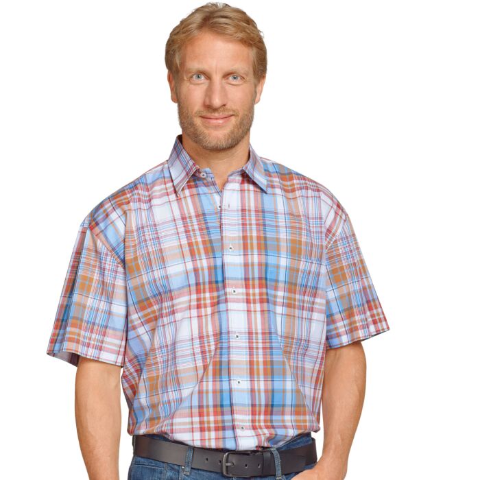 Chemise à manches courtes et carreaux en coton