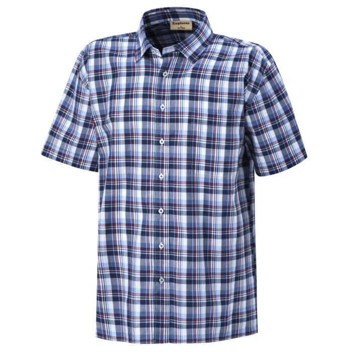 Chemise à manches courtes et carreaux en coton
