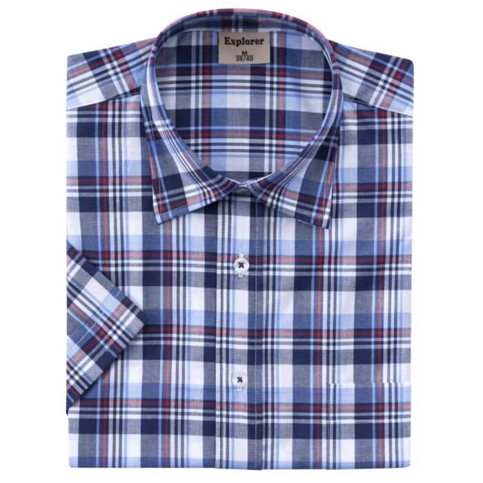 Chemise à manches courtes et carreaux en coton