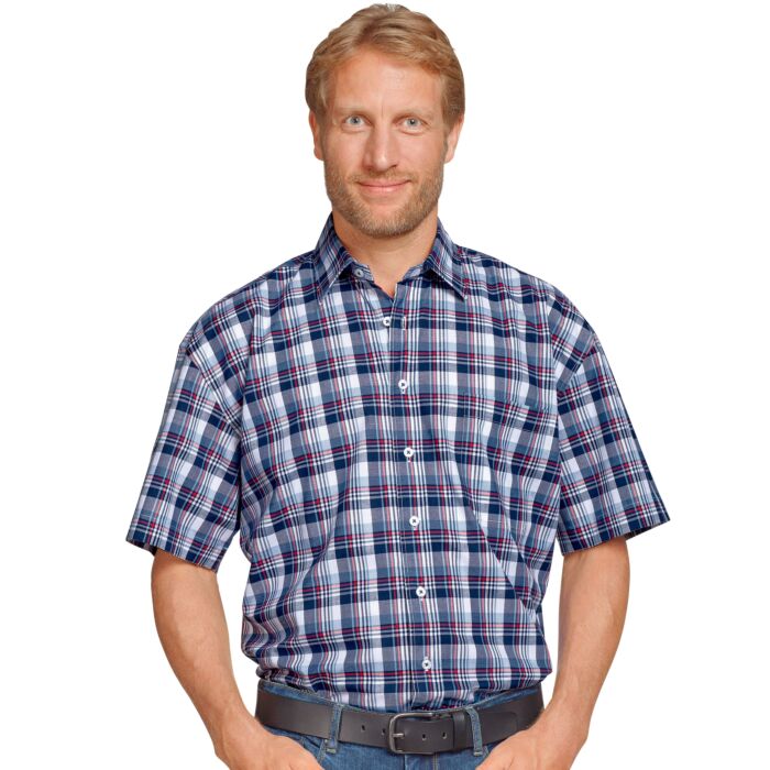 Chemise à manches courtes et carreaux en coton