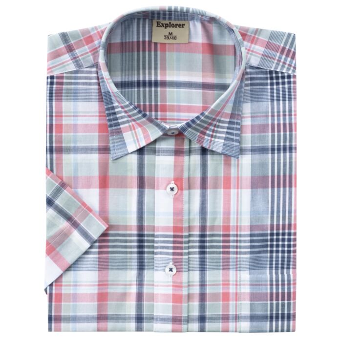 Chemise à manches courtes et carreaux en coton