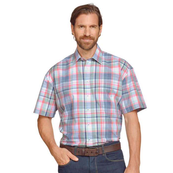 Chemise à manches courtes et carreaux en coton