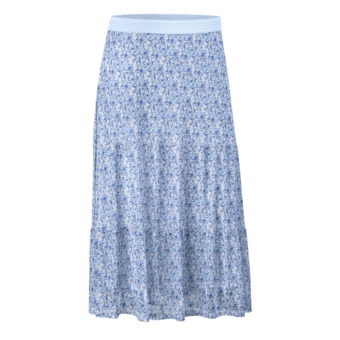 Midi Jupe in A-Linien Form mit Elastbund blau