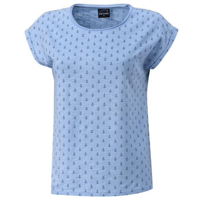 T-shirt en coton imprimé d'ancres pour dames
