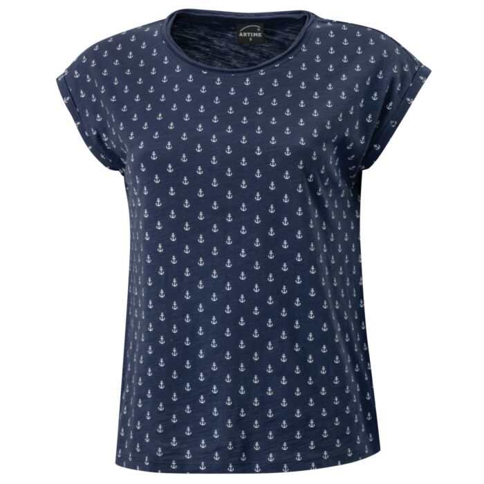 T-shirt en coton imprimé d'ancres pour dames