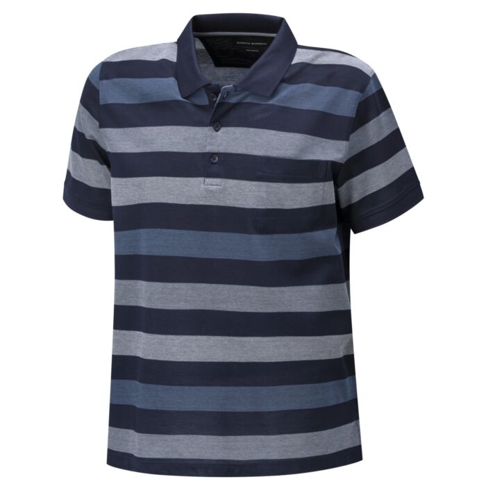 Mercerisiertes Poloshirt gestreift für Herren blau-grau