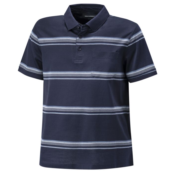 Mercerisiertes Poloshirt gestreift für Herren blau-hellblau