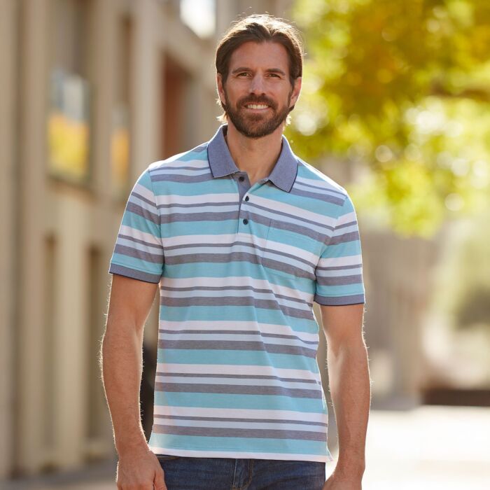 Kurzarm Herren Poloshirt gestreift