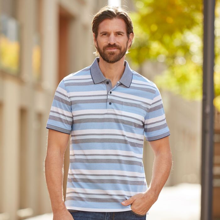 Kurzarm Herren Poloshirt gestreift