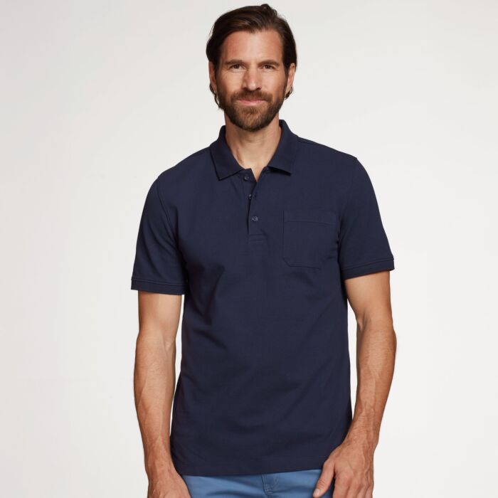 Polo Piqué Shirt uni mit Brusttasche