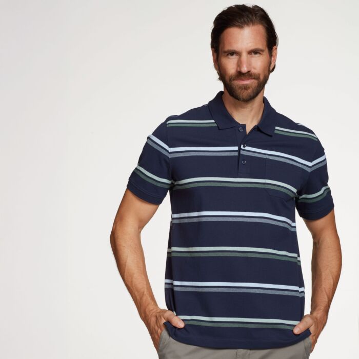 Herren Polo Piqué Shirt gestreift
