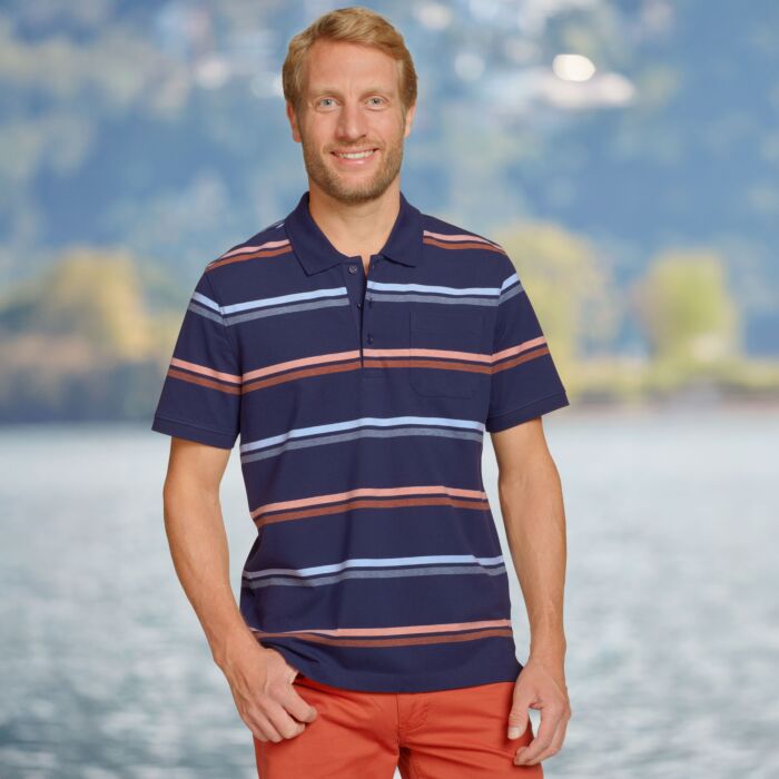 Herren Polo Piqué Shirt gestreift