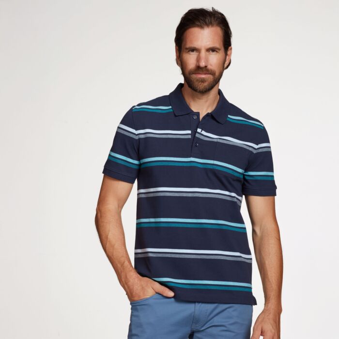 Herren Polo Piqué Shirt gestreift