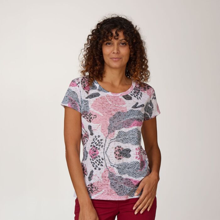 T-shirt effet burn-out avec imprimé botanique