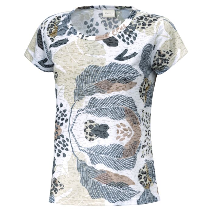 T-Shirt in Ausbrenner-Optik mit botanischem Print