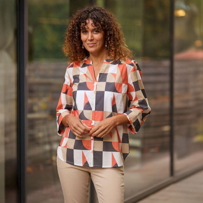 Damen Bluse mit geometrischem Print