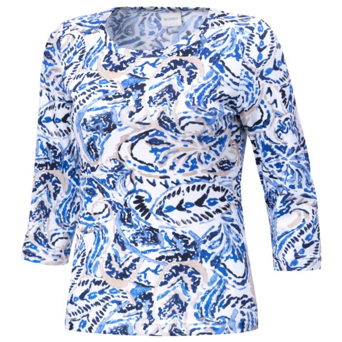 Geripptes Shirt mit Allover-Print