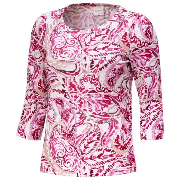 Geripptes Shirt mit Allover-Print