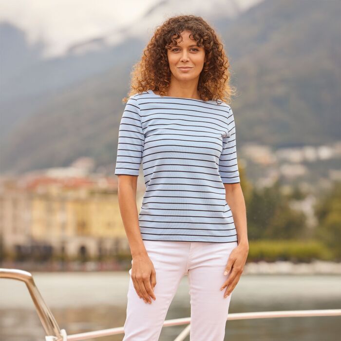 Shirt rayé à col carré