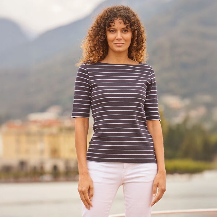 Shirt rayé à col carré