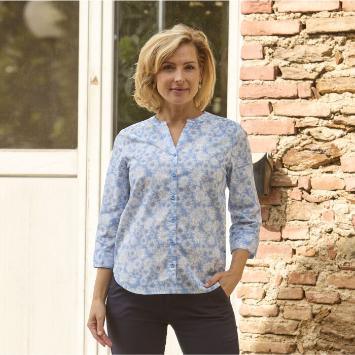Blouse en coton à manches 3/4 et imprimé allover