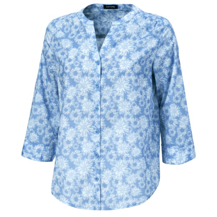 Baumwollbluse mit 3/4 Ärmeln und Allover-Print