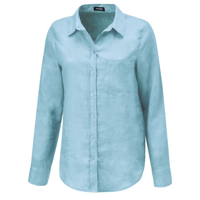 Blouse unie avec col façon chemise pour dames