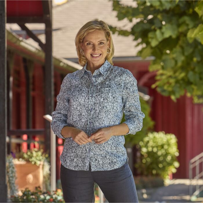 Bedruckte Damen Bluse mit Hemdkragen