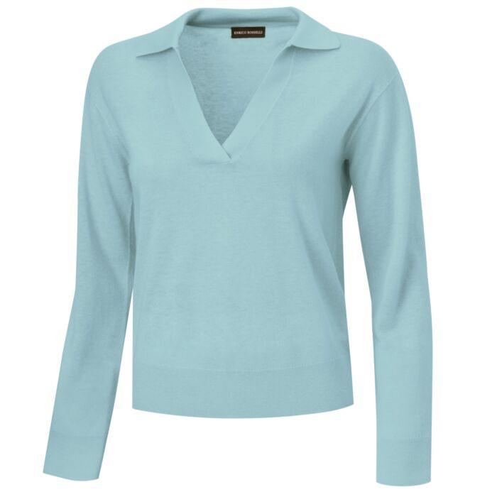 Sommerlicher Pullover mit Polokragen