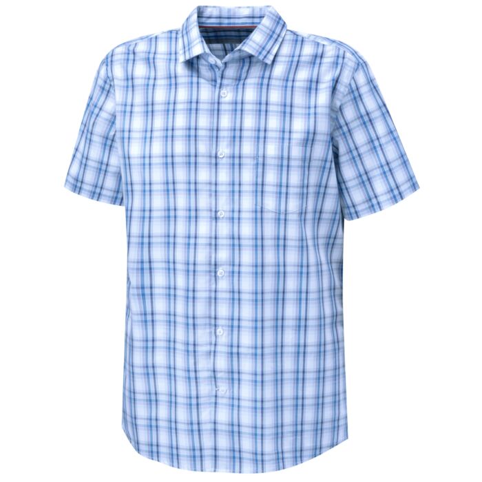 Kariertes Kurzarmhemd aus Baumwolle bügelfrei blau-weiss
