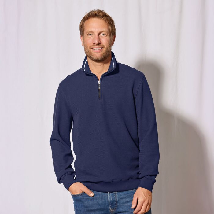 Pull camionneur à fermeture éclair pour hommes uni