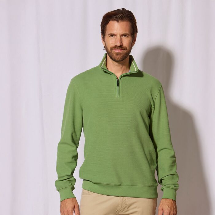 Pull camionneur à fermeture éclair pour hommes uni