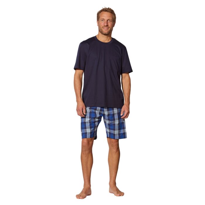 Short de pyjama à carreaux en coton tissé