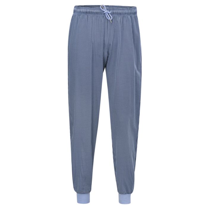 Bedruckte Pyjama Hose mit Bündchenabschluss blau