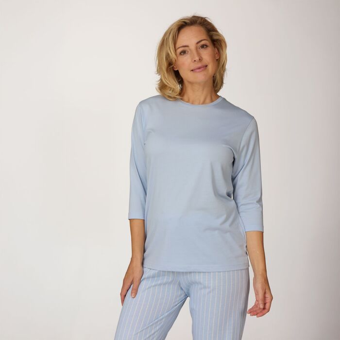 Uni Damen Pyjama Shirt mit 3/4 Ärmeln