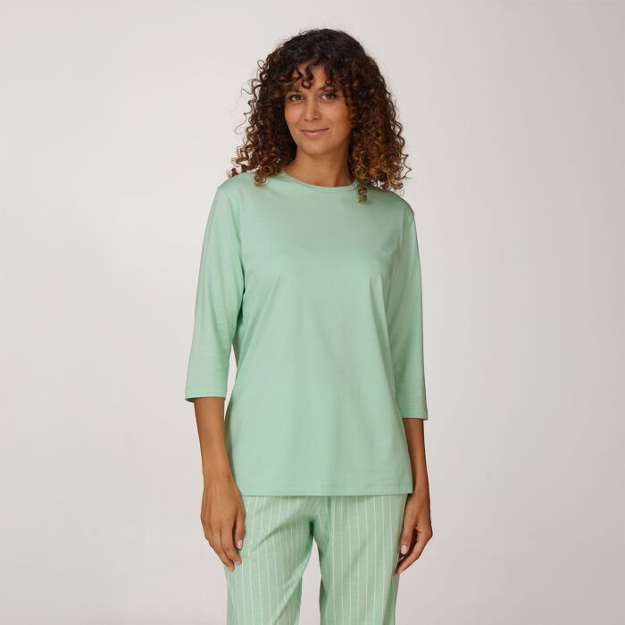 Uni Damen Pyjama Shirt mit 3/4 Ärmeln