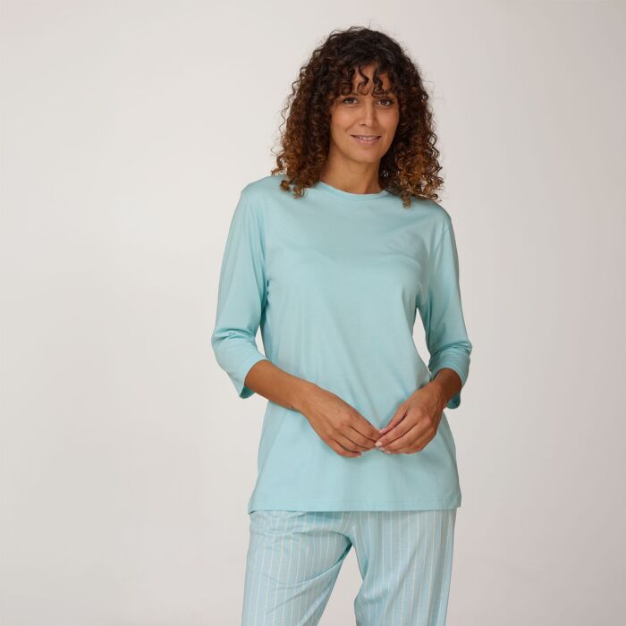 Uni Damen Pyjama Shirt mit 3/4 Ärmeln