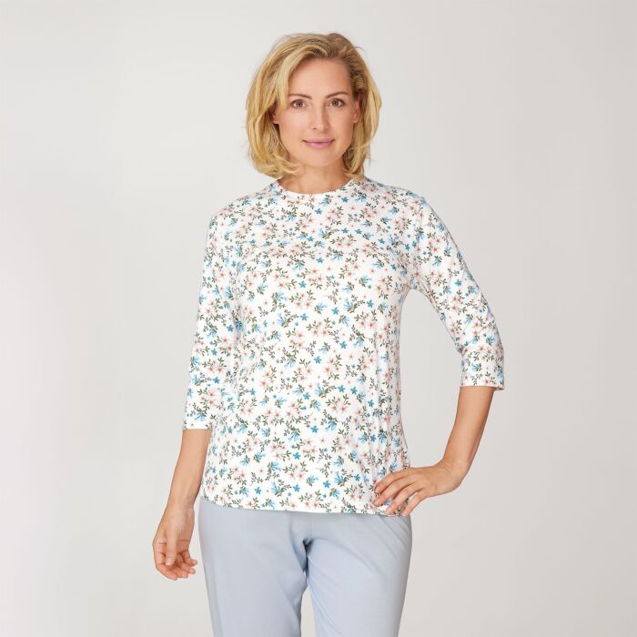 Damen Pyjama Shirt mit 3/4 Ärmeln