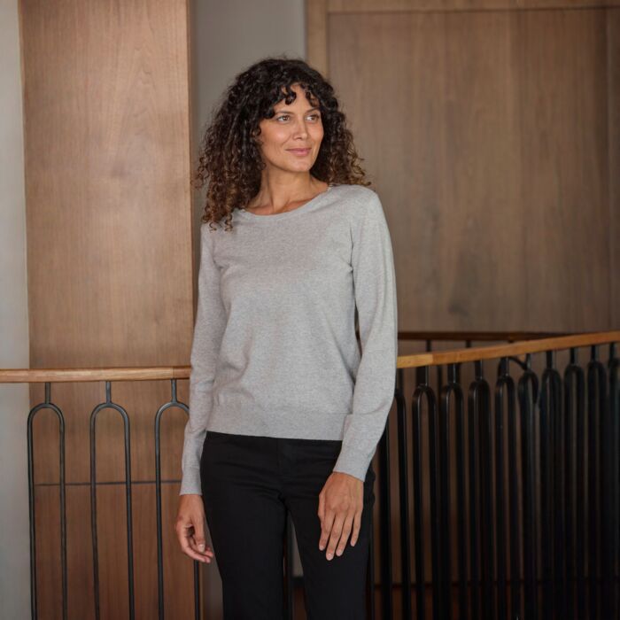 Pull à encolure arrondie pour dames, doux et contenant du cachemire