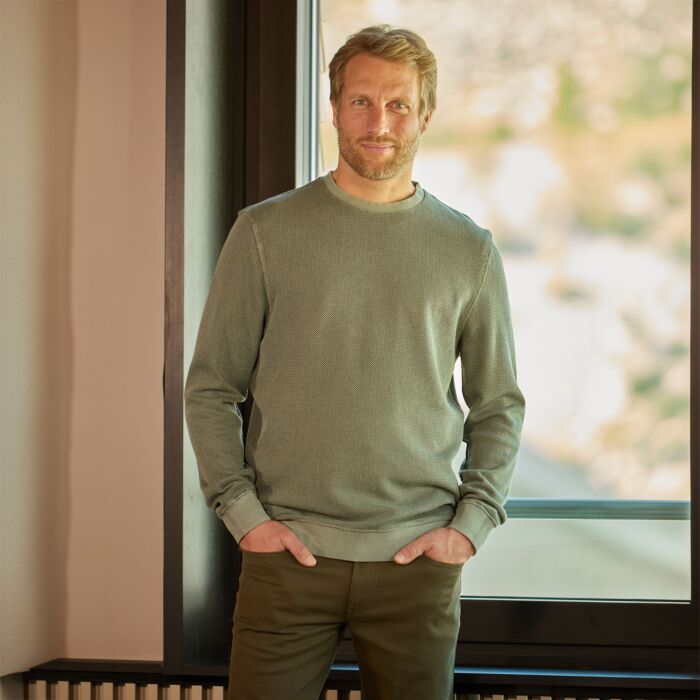 Jacquard Pullover mit Fischgrätmuster