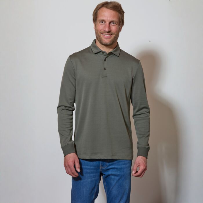 Langarm Poloshirt mit Knopfleiste