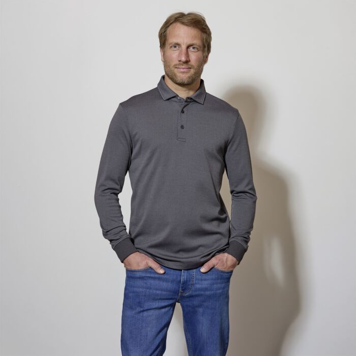 Langarm Poloshirt mit Knopfleiste