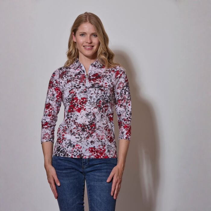 Bedrucktes Poloshirt mit Reissverschluss