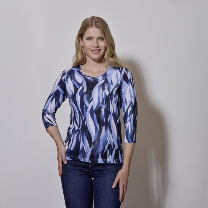 Shirt mit Allover-Print und 3/4 Ärmeln