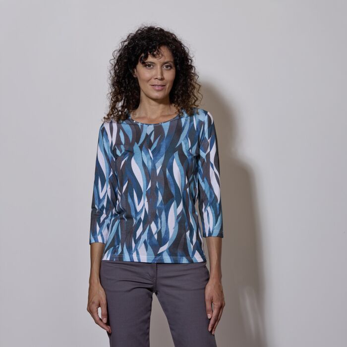 Shirt mit Allover-Print und 3/4 Ärmeln