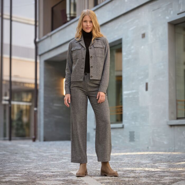 Veste courte pour dames aspect sel et poivre
