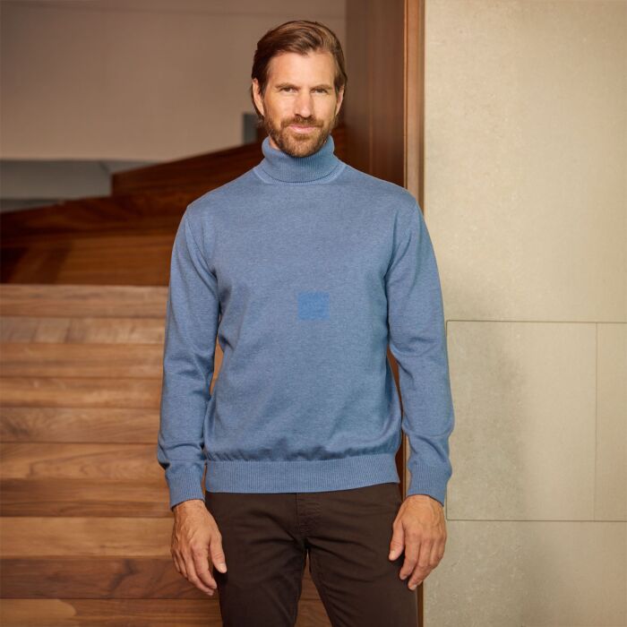 Uni Rollkragenpullover aus Baumwolle
