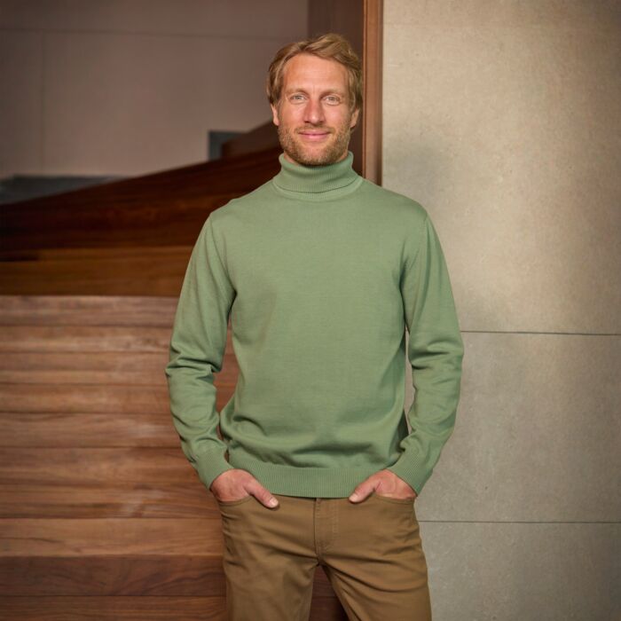 Uni Rollkragenpullover aus Baumwolle
