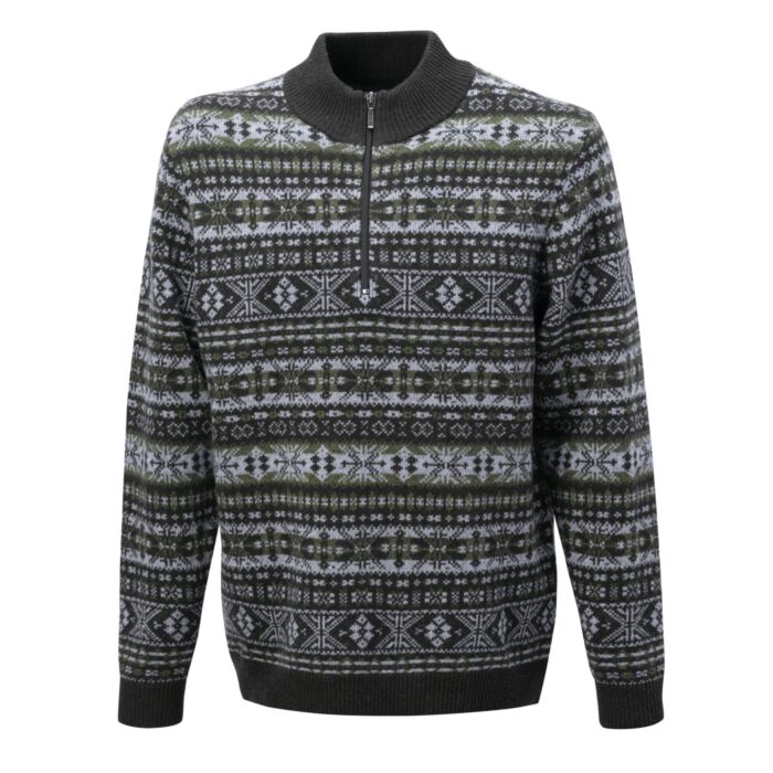 Pull camionneur Jacquard en laine d’agneau