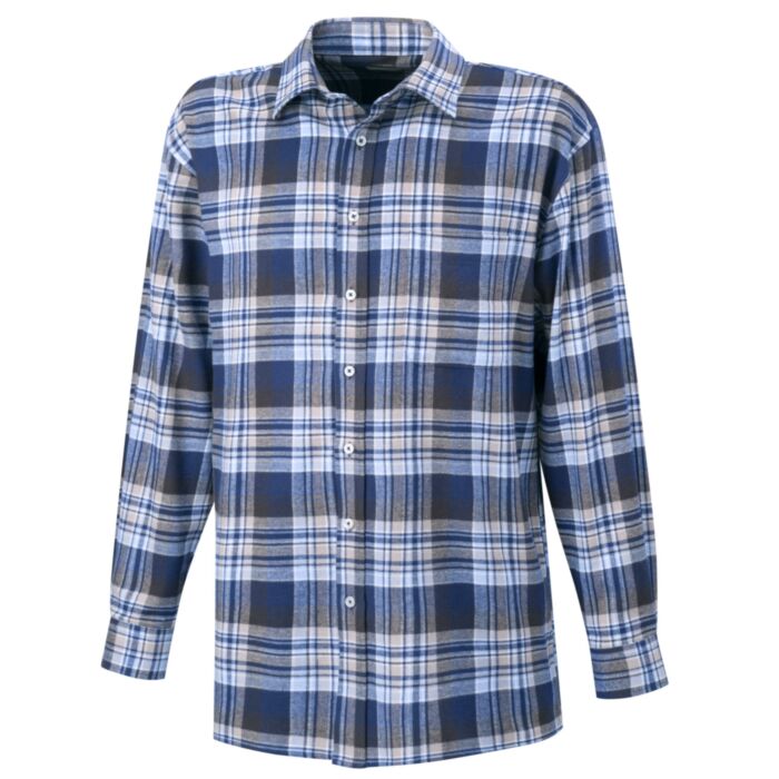 Kariertes Flanellhemd, beidseitg geraut blau-beige